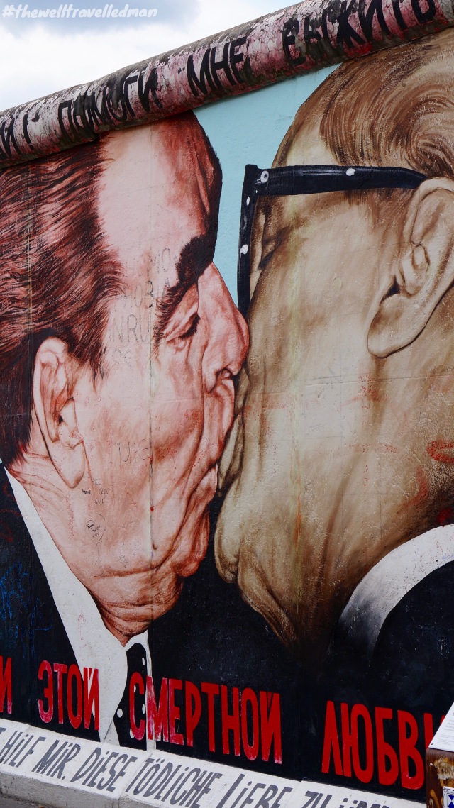 The iconic photograph capturing the famed embrace was snapped by Régis Bossu in East Berlin on October 7, 1979.